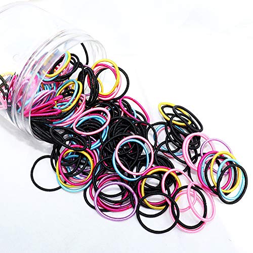 LEDUODO 300Pcs Small Multicolor Elastic Hair Ties for Girls & Babies