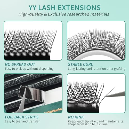 YY Lash Extensions 4D Premade Volume Fans Natural Soft Matte Eyelash Extensions Professional Salon Supplies(YY,0.07,D,8-12mm)