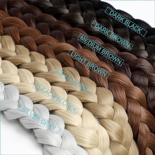 Braided Ponytail Extension 26-30" Synthetic Hair Dark Black
