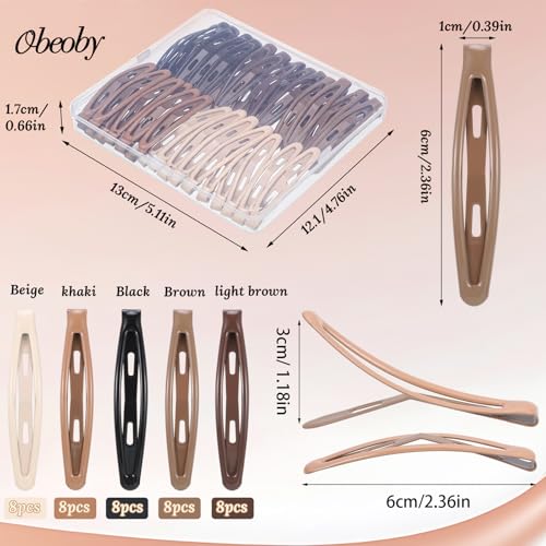 40Pcs Metal Snap Hair Clips Barrettes, 5 Colors
