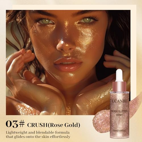 UCANBE Liquid Glitter Highlighter - Rose Gold Shimmer 50ml