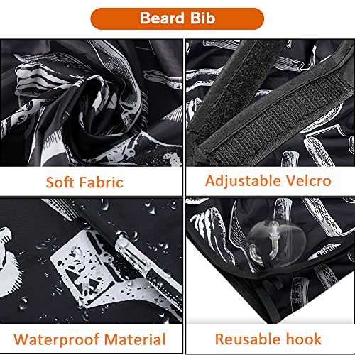 Beard Bib Beard Apron, Beard Trimming Catcher Bib for Men Shaving and Hair Clippings, Waterproof Non-Stick Hair Catcher Grooming Cloth with 2 Suction Cups