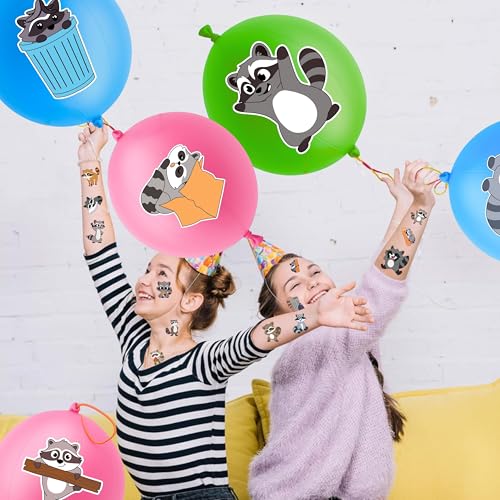 72-Piece Raccoon Party Favors Set - Balloons & Tattoos