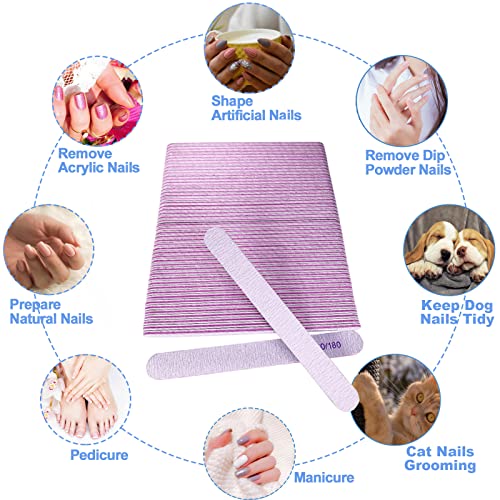 50 Pcs Double-Sided Nail Files - 100/180 Grit Emery Boards for Acrylic & Natural Nails