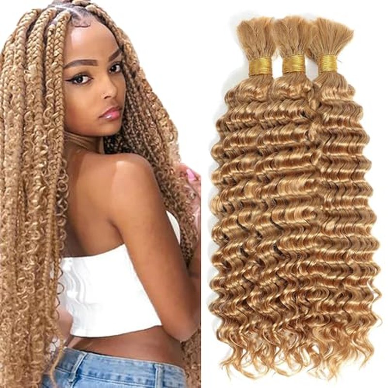 #27 Honey Blonde Deep Wave Human Hair 3 Bundles 22 Inch