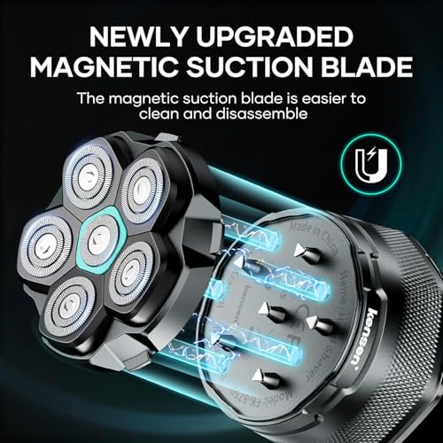 6D Head Shaver Replacement Blades Magnetic Floating Razor Heads, Christmas Gift Wet & Dry Compatible, Precision Shaving, Waterproof & Skin-Friendly, Easy Blade Replacement for 6D Electric Shaver