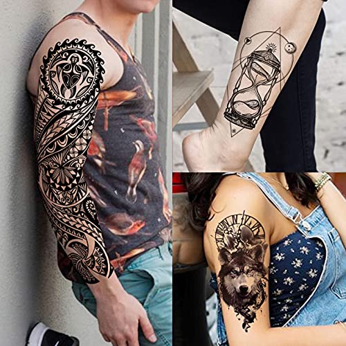 20 Sheets Temporary Tattoos Sleeve, Waterproof Full Arm