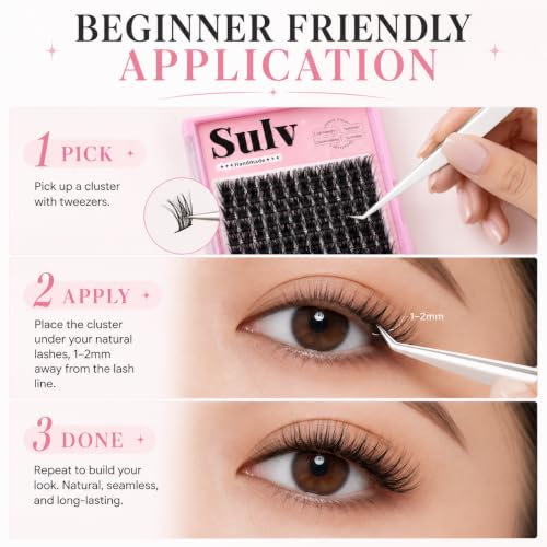 D Curl Lash Clusters 144 Pcs DIY Eyelash Extensions Black