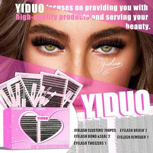 YIDUO Lash Clusters Kit 4 Styles 60D-150D Volume Extensions 10-18mm