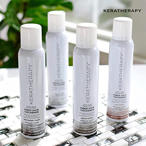 Keratherapy Keratin Infused Perfect Match Fiber Hair Thickener Spray, Light Brown, 4 fl. oz., 140 ml - Volumizing, Thickening, & Concealing Hairspray for Scalp Coverage, Roots & Thinning Areas