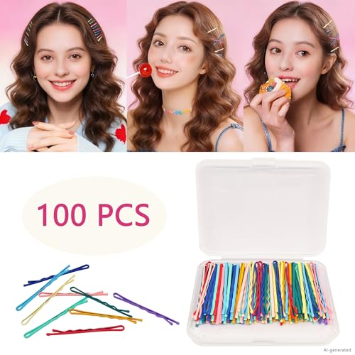 100Pcs Multi-Color Bobby Pins 2.2" - Non-Slip Hair Pins Set
