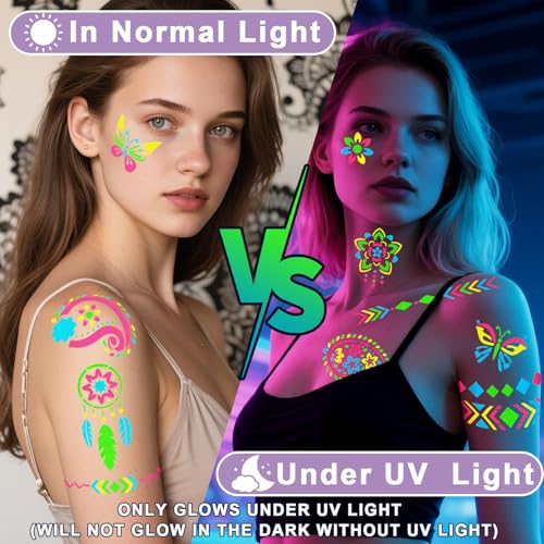 UV Neon Face Paint Markers + 57 Stencils