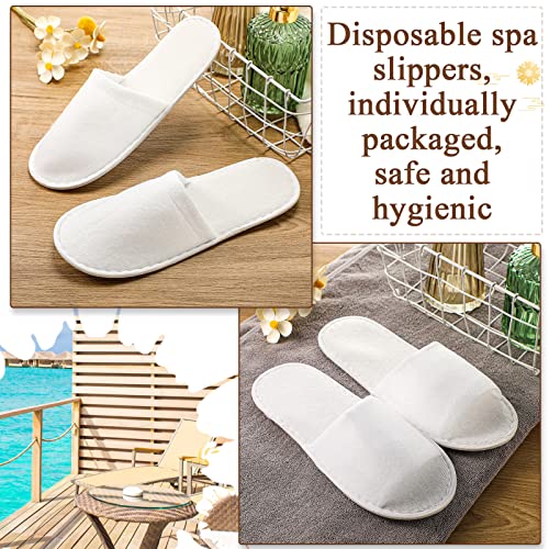 Coume 48 Pairs Disposable Slippers for Guests Bulk Soft Disposable Hotel Spa Slippers Open Toe and Close Toe White Non-Slip for Women Men Home Indoor Hotel Travel Wedding Party