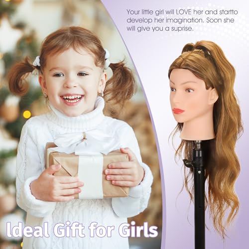 80% Human Hair Mannequin Head 26-28" with Clamp for Braiding