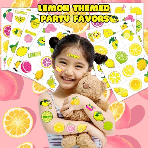 96-Piece Lemon Party Decorations Set with Stickers & Tattoos