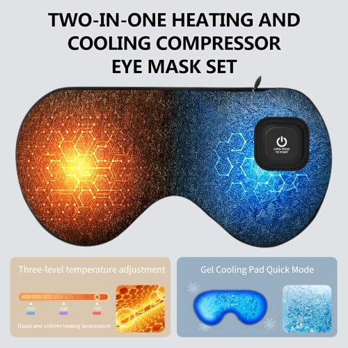 Heated Eye Mask, Rechargeable Hot & Cold Compress, 1000mAh