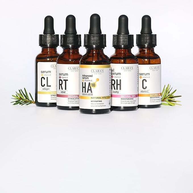 CLARA'S NEW YORK | Vitamin C Facial Serum | with Hyaluronic Acid, Ascorbic Acid, Niacinamide, Probiotics | Reduce Dark Spot, Acne, Scars |Brightening, Antioxidant, Minimize pores |30ml | Made In USA