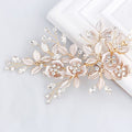 Light Rose Gold Rhinestone Bridal Hair Clip Comb