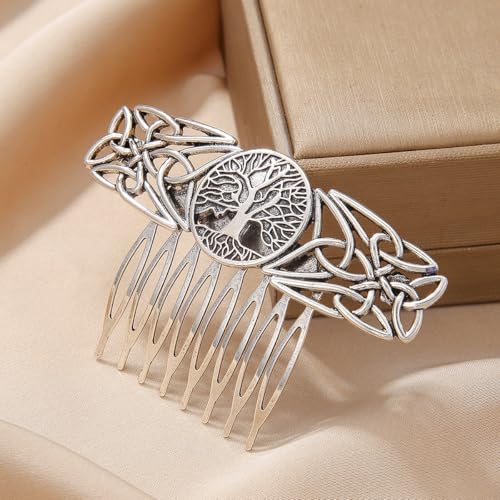 Vintage Metal Hair Combs for Women - Celtic Knot Design, Set of 2