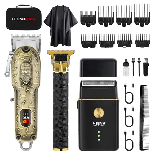 HIENA PRO Barber Clipper Set & Trimmer Kit for Men, Professional Electric Foil Shaver and Beard Trimmers, Men's Facial Grooming Tool, USB Charging, Perfect Gifts for Men