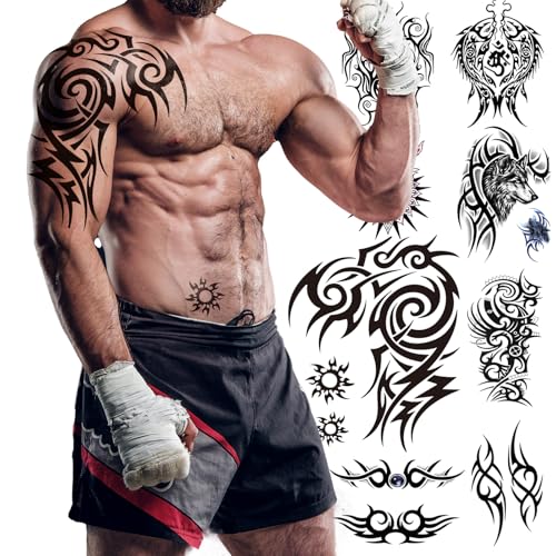 8-Sheet Waterproof Temporary Tattoos - Realistic Designs for Men & Women