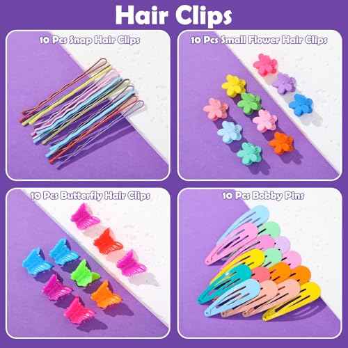 Hair Accessories for Girls, 2194 Pcs Colorful Elastic Hair Ties Set with Rubber Bands Butterfly Hair Clips Bobby Pins Hair Styling Tools Hair Tie Cutter Hair Stuff for Toddler, Baby, Kids