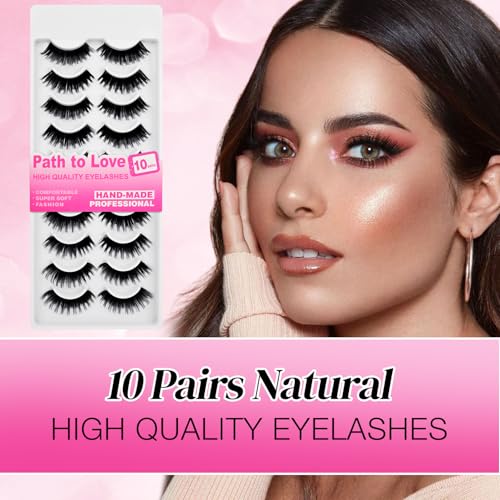 D-Curl Wispy False Eyelashes - 10 Pairs for Natural Volume