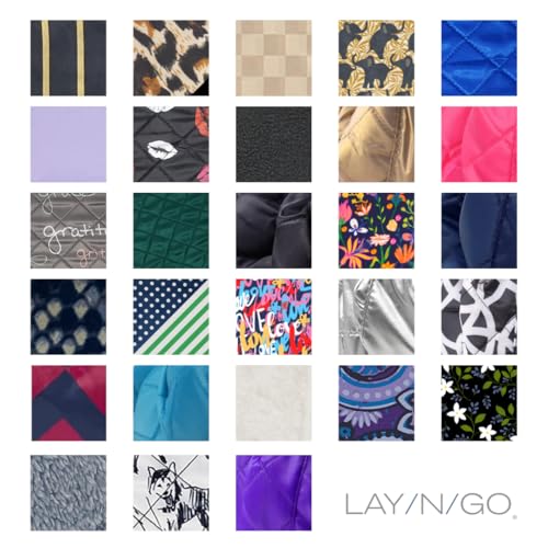 Lay-n-Go Cosmo Layflat Drawstring Cosmetic & Makeup Bag Organizer - Portable Drawstring Bag w/Zipper Pocket, Makeup Loops & More - Durable, Machine Washable Toiletry Bag for Travel (20", Black)