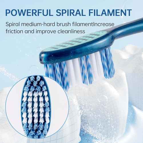 Medium, Spiral, Wavy Head Adult Toothbrush deep Cleaning to Remove Smoke and Tea Stains 4-Piece Set.