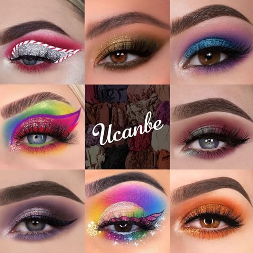 UCANBE Professional 86 Colors Eyeshadow Palette with 15pcs Makeup Brushes Set Matte Glitter Long Lasting Highly Pigmented Waterproof Contour Blush Powder Highlighter All in One