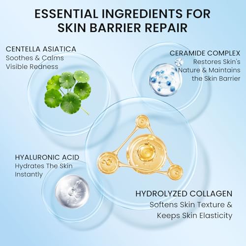 5X Ceramide Barrier Moisturizer Face Cream, With Ceramide Hyaluronic Acid Centella Collagen Hydration Relief Redness Reducing Ultra Repair Cream For All Skin Type Sensitive Skin 2PCS