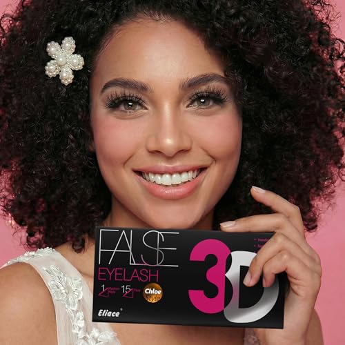 Eliace 15-Pair Wispy Cat Eye False Eyelashes, Reusable Mink Lashes