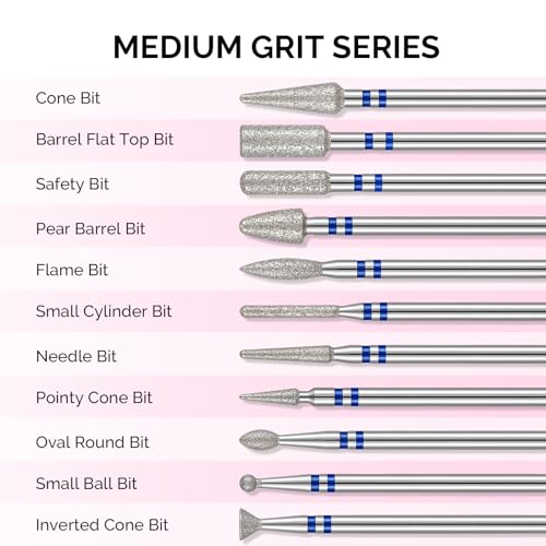 MelodySusie 20Pc Nail Drill Bits Set 3/32" Diamond Cuticle