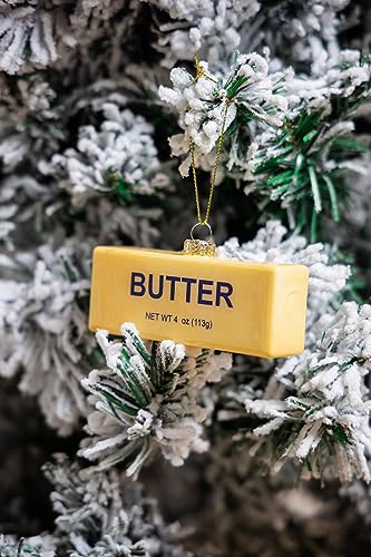 Set of 2 Hand Blown Glass Stick of Butter Ornament, Hanging Glass Butter Ornaments for Christmas Tree