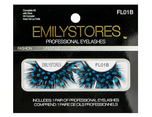 Blue Spots Black Faux-Feather Eyelashes for Beetlejuice Costume