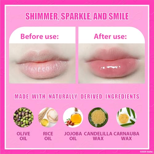 Barbie Cosmetic Makeup Set for Girls with Super Sparkly Lip Gloss Nail Polish and Nail Stickers 11 Pieces, Perfect for Parties Sleepovers Makeovers, Birthday, Ages by Townley Girl