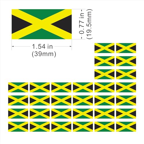 Jamaica Flag Temporary Tattoos - 30 Sheets for Fans