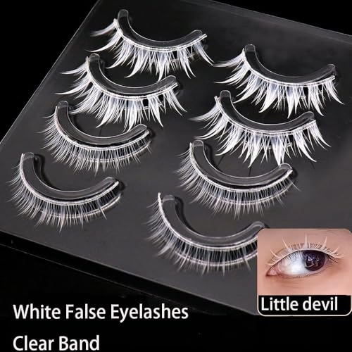 White Manga Anime Eyelashes - 4 Pairs Cosplay Lashes 12mm