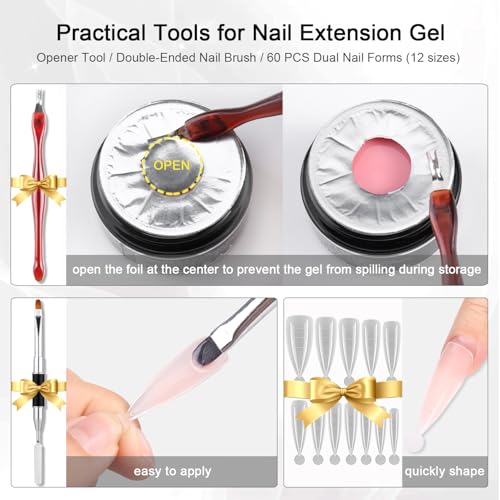 Multicolor Builder Gel Nail Kit with 4 Colors, Nail Forms & Tools