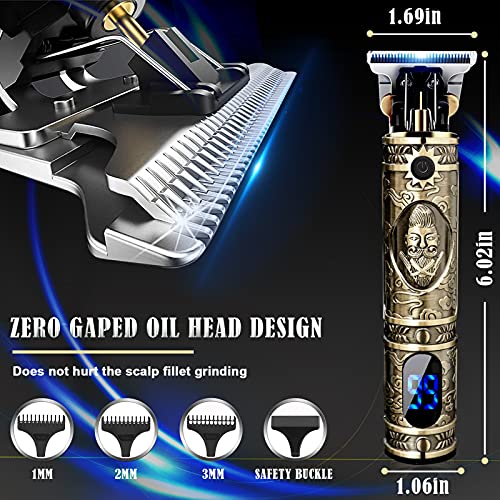 Hair Clippers for Men, Professional Hair Trimmer Zero Gapped T-Blade Trimmer Cordless Rechargeable Edgers Clippers Electric Beard Trimmer Shaver Hair Cutting Kit with LCD Display Gifts for Men