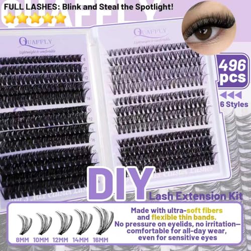 DIY Lash Extension Kit - 1676 Pcs D Curl Spike & Bottom Lashes
