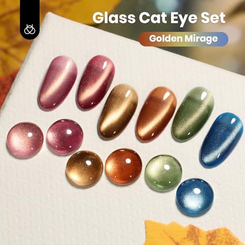 Beetles Golden Mirage Cat Eye Gel Nail Polish Set - 6 Colors with Magnet