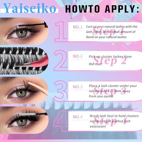 Yaiseiko Wispy Lash Clusters 14-22mm – 240pcs D Curl Volume Lashes