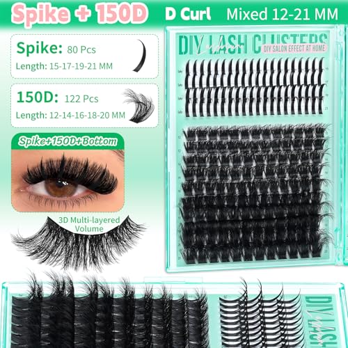 Lash Clusters Kit DIY Eyelash Extensions 12-20mm with Bond & Tweezers