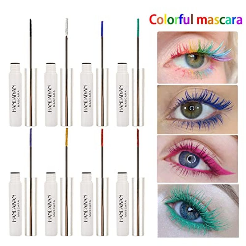 9 Colors Colored Mascara Set for Eyelashes, Red Pink Purple Blue White Black Halloween Rainbow Colorful Mascara Waterproof Charming Long Lasting Voluminous Eye Makeup Valentine's Day Gifts for Women