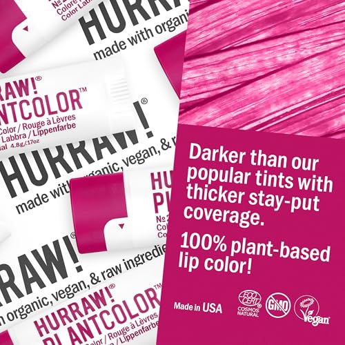 Hurraw! Plantcolor Lip Color No. 2: Red/Purple shade. Highly pigmented tinted balm and lipstick alternative. Vegan and all-natural. Easy application. Buildable. First of its kind. Made in USA