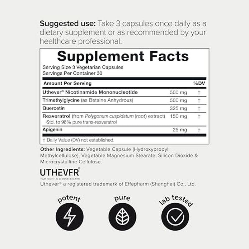 1500mg NMN + Resveratrol Supplement with Uthever® NMN
