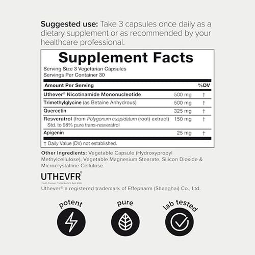 1500mg NMN + Resveratrol Supplement with Uthever® NMN
