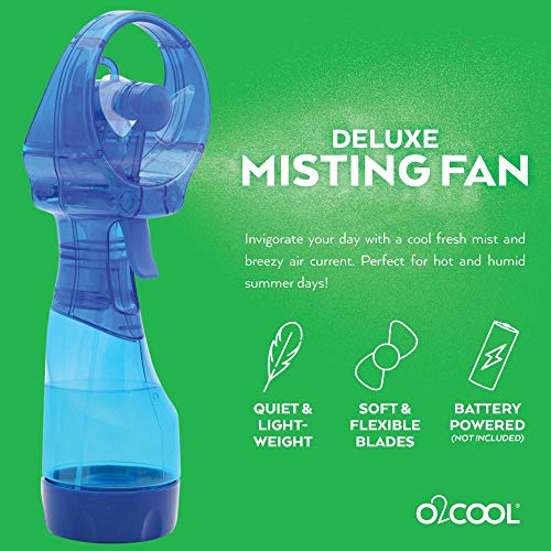 O2COOL Deluxe Handheld Battery Powered Water Misting Fan (Dark Blue)