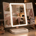 CALEPOP White Rechargeable Trifold Lighted Makeup Mirror 1X/2X/3X Magnification